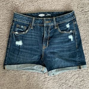 High Rise Dark Blue Denim Shorts
